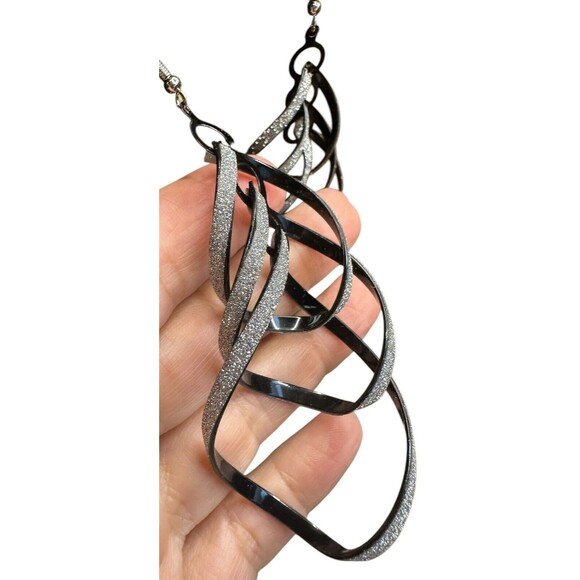 dangle earrings for women 2 pairs black gold tone sparkle 4 inches party - Picture 6 of 16